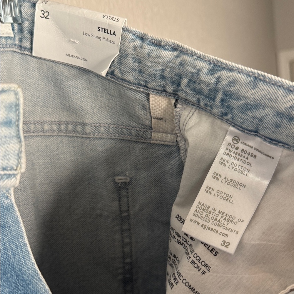 NWT AG Stella Low Slung Palazzo Jeans Light Wash Wide Leg 32 - Picture 5 of 8